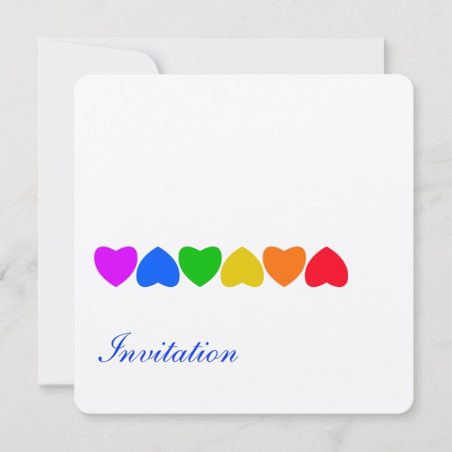 Invitación Línea de corazón de arcoíris de orgullo (Anverso)