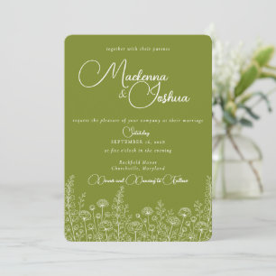 Invitación Línea de flores silvestres bohemias Monograma flor