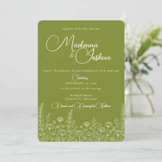 Invitación Línea de flores silvestres bohemias Monograma flor