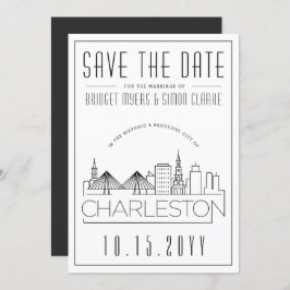 Invitación Línea de horizonte estilizada de Charleston Boda G