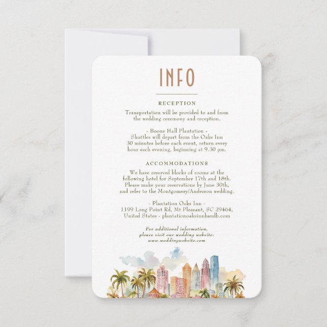 Invitación Línea de información de destino de Miami Beach (Anverso)