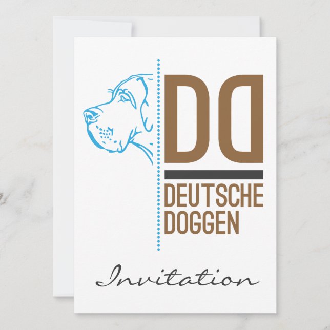 Invitación Línea de logotipos de Gran Danés (Anverso)