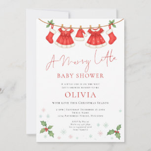 Invitación Línea de Ropa Alegre Pequeño Navidad Baby Shower