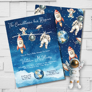 Invitación Línea de ropa Baby Shower del espacio ultraterrest