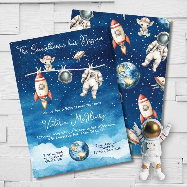 Invitación Línea de ropa Baby Shower del espacio ultraterrest (Subido por el creador)