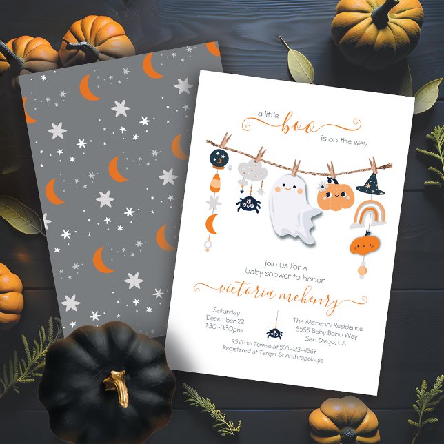 Invitación Línea de ropa Baby Shower Ghost de Halloween (Subido por el creador)