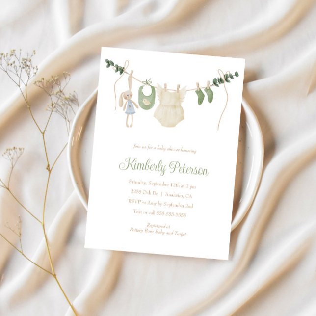 Invitación Línea de ropa Boho Baby Girl Baby Shower (Subido por el creador)