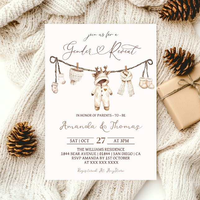 Invitación Línea de ropa boho de invierno revelación de géner (Subido por el creador)