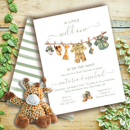 Invitación Línea de ropa de Baby Shower de la jungla de Safar