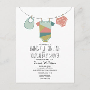 Invitación Línea de ropa de Baby Shower neutra virtual en lín