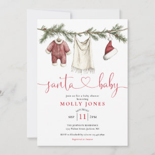 Invitación Línea de ropa de bebé de Santa Shower de bebé de i