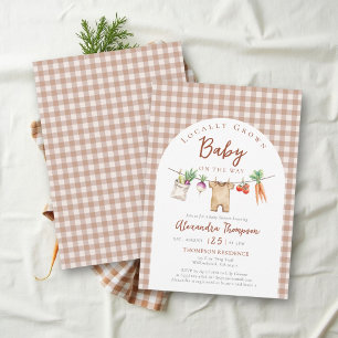 Invitación Línea de Ropa de Granja de Otoño para Baby Shower