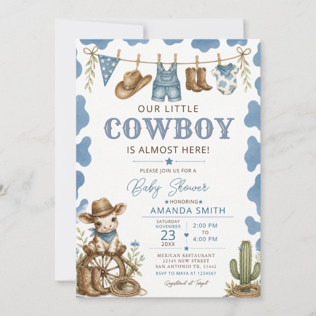 Invitación Línea de ropa de regalo para baby shower de nuestr (Anverso)