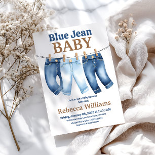 Invitación Línea de ropa Denim Boy Blue Jean Baby Shower