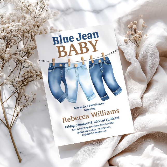Invitación Línea de ropa Denim Boy Blue Jean Baby Shower (Subido por el creador)