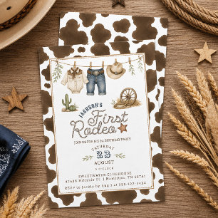 Invitación Línea de ropa linda First Rodeo Fiesta de cumpleañ