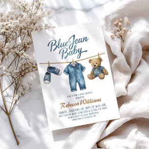 Invitación Línea de ropa occidental Denim Blue Jean Baby Show