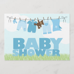 Invitación Línea de ropa para bebé {blue} Boys Baby Shower