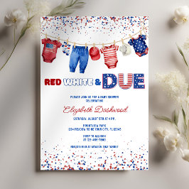 Invitación Línea de ropa patriótica roja blanca y debida Baby