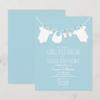 Línea de ropa virtual de Baby Shower en línea azul