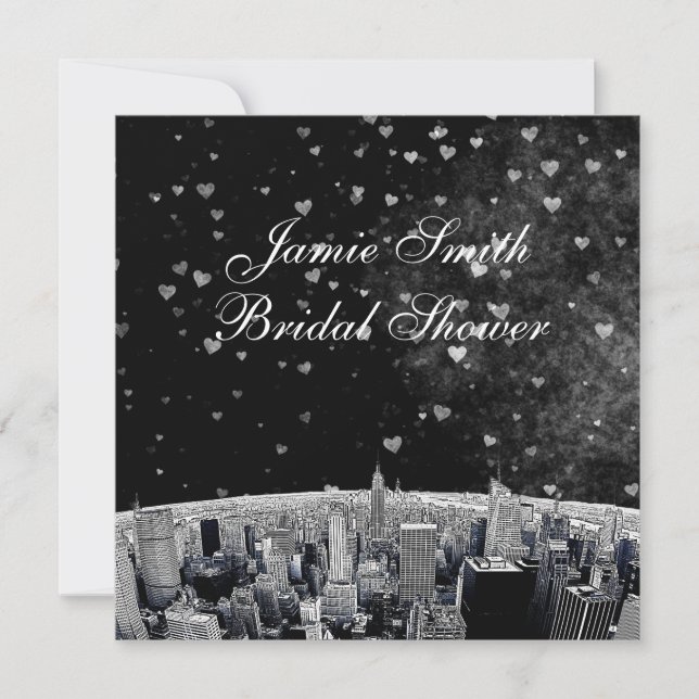 Invitación Línea de Skyline Etched NYC #2 Blk Whats Bridal Sh (Anverso)