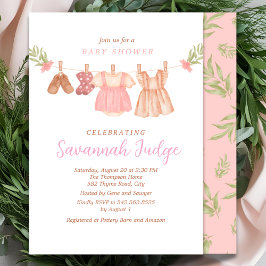 Invitación Línea de tela Boho chica luz rosa