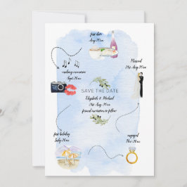 Invitación Línea de tiempo de boda de cómo nos reunimos Guard