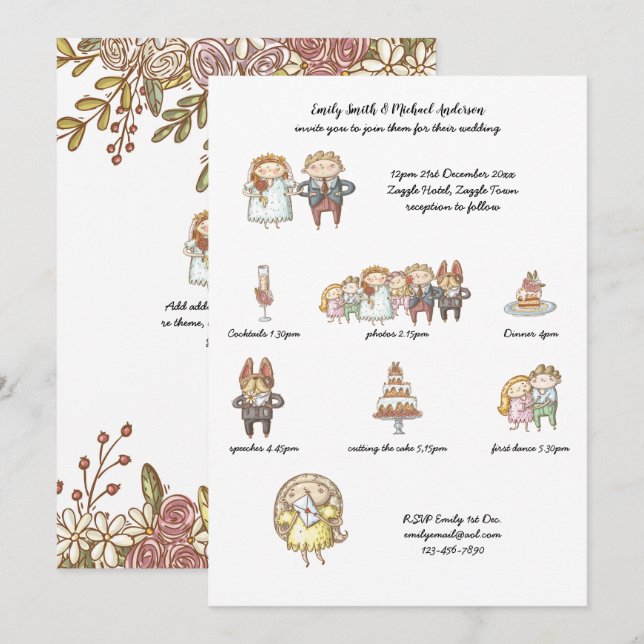 Invitación Línea de tiempo de Boda personalizada Invitar a un (Anverso / Reverso)
