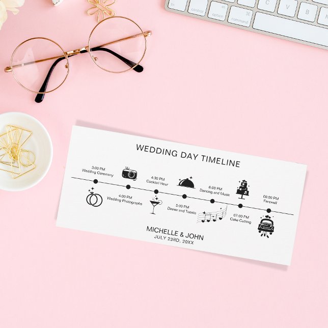 Invitación Línea de tiempo de Boda simple e ilustrada (Subido por el creador)