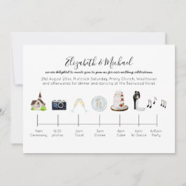 Invitación Línea de tiempo del Boda de la iglesia de acuarela