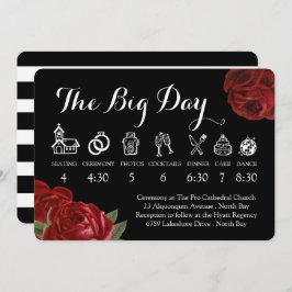 Invitación Línea de tiempo del Boda de rosas rojas y blancas 