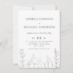 Invitación Línea de verdor de la naturaleza dibujada a mano A
