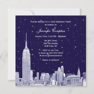 Invitación Línea del cielo de la Marina de la ciudad de Nueva