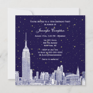 Invitación Línea del cielo de la Marina de la ciudad de Nueva