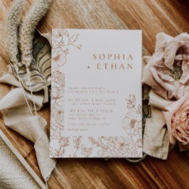 Invitación Línea floral Art Terracotta Boda