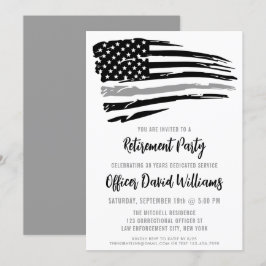 Invitación Línea Gris Delgada Jubilación del Oficial Correcci