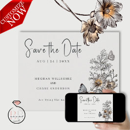 Invitación Línea mínima Art Terracotta Poppies