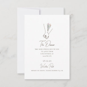 Invitación Línea minimalista Arte Romántico Pareja Floral Bou