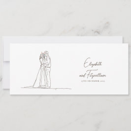 Invitación Línea minimalista de arte Romántico Pareja con Bou