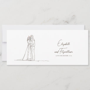 Invitación Línea minimalista de arte Romántico Pareja con Bou