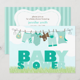 Invitación Línea neutra de la ropa para bebé Baby Shower