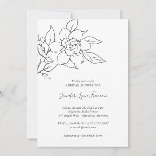 Invitación Línea Neutral Art Floral Elegante Ducha Bridal