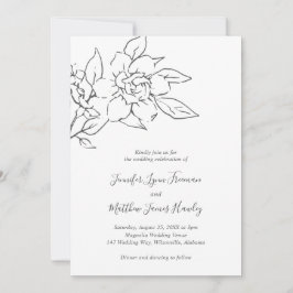 Invitación Línea Neutral Arte Floral Elegante Boda todo en un
