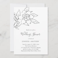 Línea Neutral Arte Floral Elegante Ducha de Boda