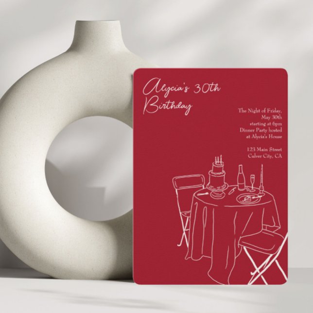 Invitación línea roja dibujando 30 años (Subido por el creador)