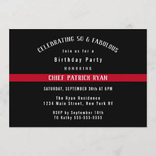 Invitación Línea roja fina fiesta de cumpleaños de la bandera