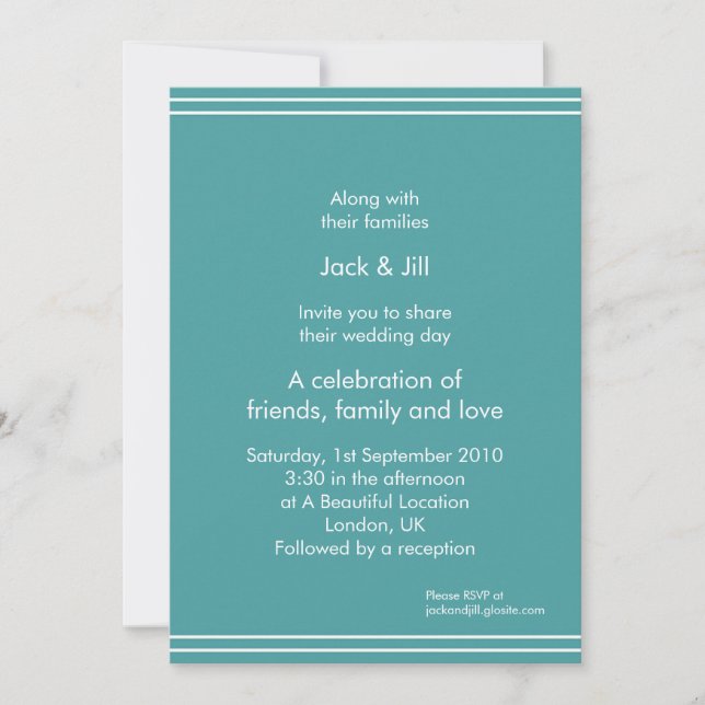 Invitación Línea simple (aqua) 5x7 (Anverso)