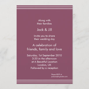Invitación Línea simple (berenjena) 5x7