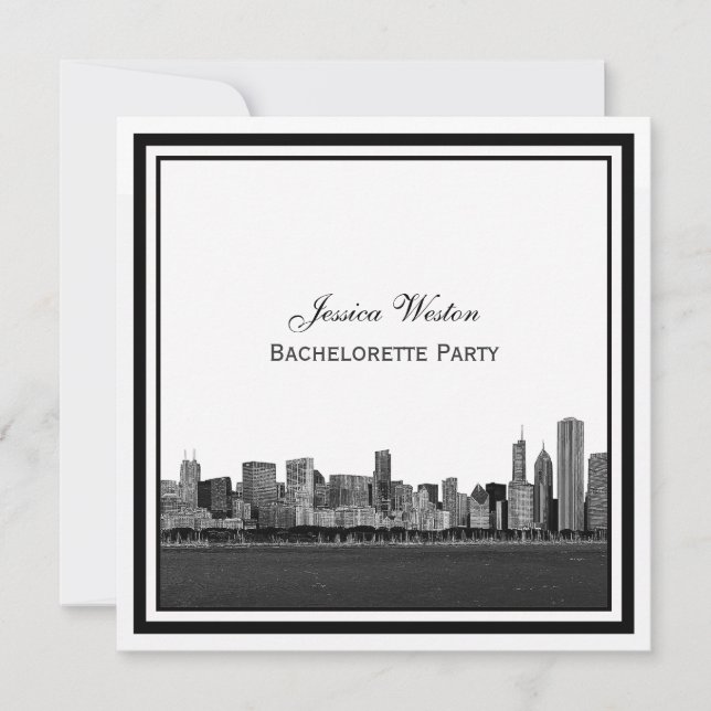 Invitación Línea Skyline Etched Framed Bachelorette (Anverso)