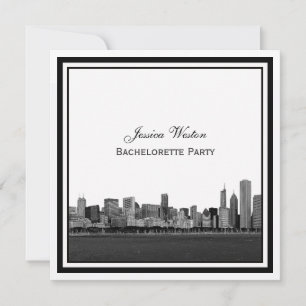 Invitación Línea Skyline Etched Framed Bachelorette